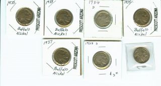7 1934 - 1937 Buffalo Nickels photo