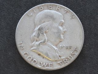 1955 - P Franklin Half Dollar Silver U.  S.  Coin A5848 photo