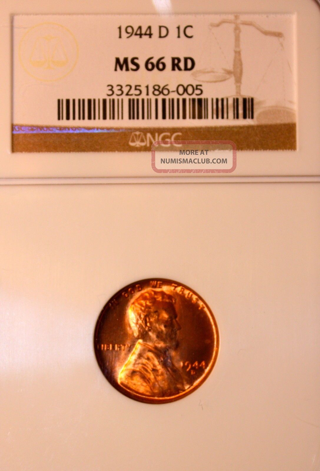 1944 D Lincoln Cent Ngc Ms 66 Rd Unc Red Gem - Registry Quality