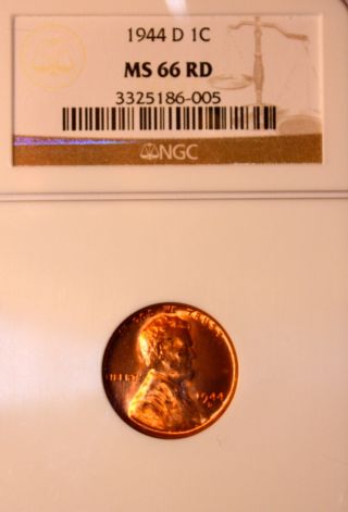1944 D Lincoln Cent Ngc Ms 66 Rd Unc Red Gem - Registry Quality photo