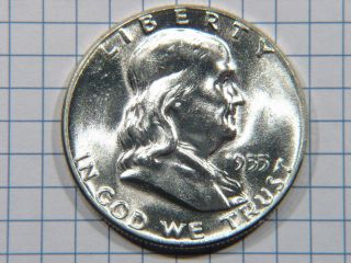 1955 P Silver Franklin Half Dollar Grades Choice Bu Stk Rj45 photo