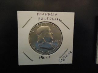 1962 D Franklin Half Dollar 90% Silver In Flip photo
