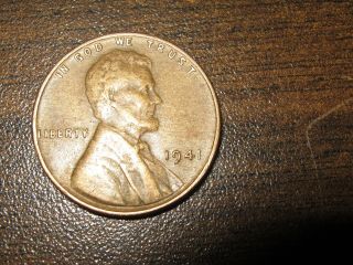 1941 P Great Color Streaked About Uncirculated Vintage Lincoln Wheat Back Penny photo