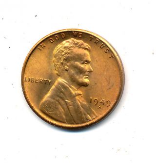 1949 - S Lincoln Wheat Cent Fabulous Red Uncirculated Coin photo