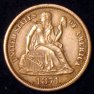 1871 Seated Liberty Dime photo