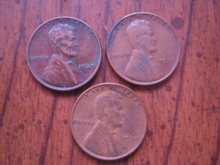 3 1939 P Pennies Penny Wheat Lincoln Circulated Ungraded One Cent photo