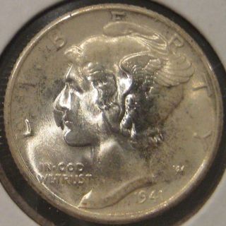 1941 - S Mercury Dime Coin From Bank Wrap Fsb Bu Ms Unc Z10 photo