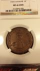 1847 Hawaii Cent,  Hawaiian Penny Crosslet 4,  Rev 15 Berries Ngc Ms63 Large Cents photo 1