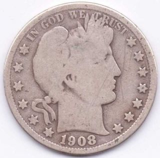 1908 - D Silver Barber Half Dollar That Is Good photo