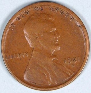 1921 S Lincoln Wheat Penny,  Less Than 16 Million Made,  Em 214 photo