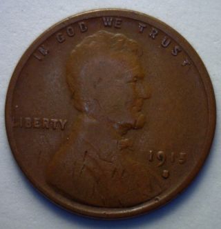 1915 S Lincoln Wheat Penny Copper 1 Cent Us Coin Vg photo