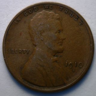 1910 S Lincoln Wheat Penny Copper 1 Cent Us Coin Vf2 photo
