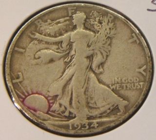 1934 - S Silver Walking Liberty Half Vg - F photo