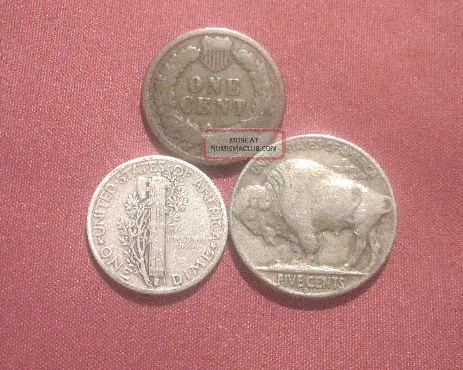 1893 Indian Cent G 1937 D Buffalo Nickel Au 1940 90 Silver 
