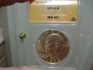 Anacs 1974 S Ms 65 Silver Eisenhower Dollar 