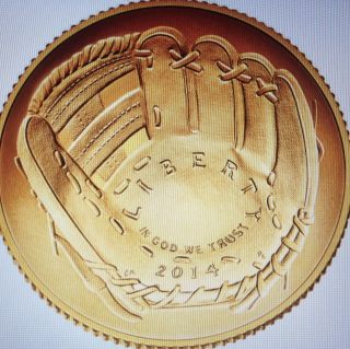 2014 W Baseball Hof Uncirculated Gold $5 Coin In Transit From Us photo
