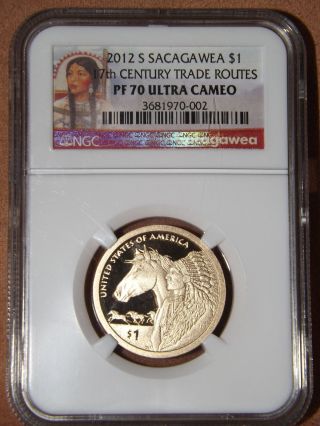 2012 S $1 Sacagawea 17th Century Trade Routes Dollar Ngc Pf70 Ultra Cameo photo