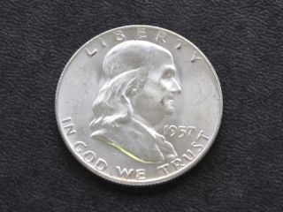 1957 - D Franklin Half Dollar Silver U.  S.  Coin A6101 photo