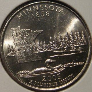 2005 - P Minnesota State Quarter Wddr - 065 Variety Double Die Ddr Bu Ms Unc L11 photo