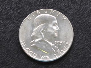 1957 - D Franklin Half Dollar Silver U.  S.  Coin A6704 photo