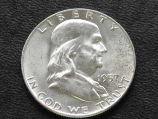 1957 - D Franklin Half Dollar Silver U.  S.  Coin A7150 photo