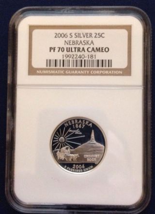 2006 S Nebraska Ngc Certified Proof 70 Ultra Cameo 90% Silver State Quarter photo