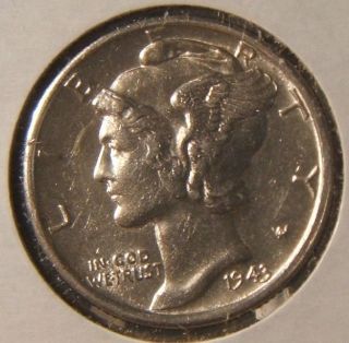 1943 - S Mercury Dime Silver Bu - Unc photo