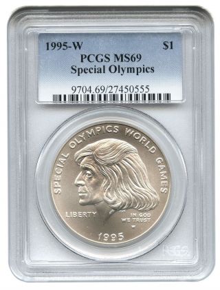 1995 - W Special Olympic $1 Pcgs Ms69 Modern Commemorative Silver Dollar photo