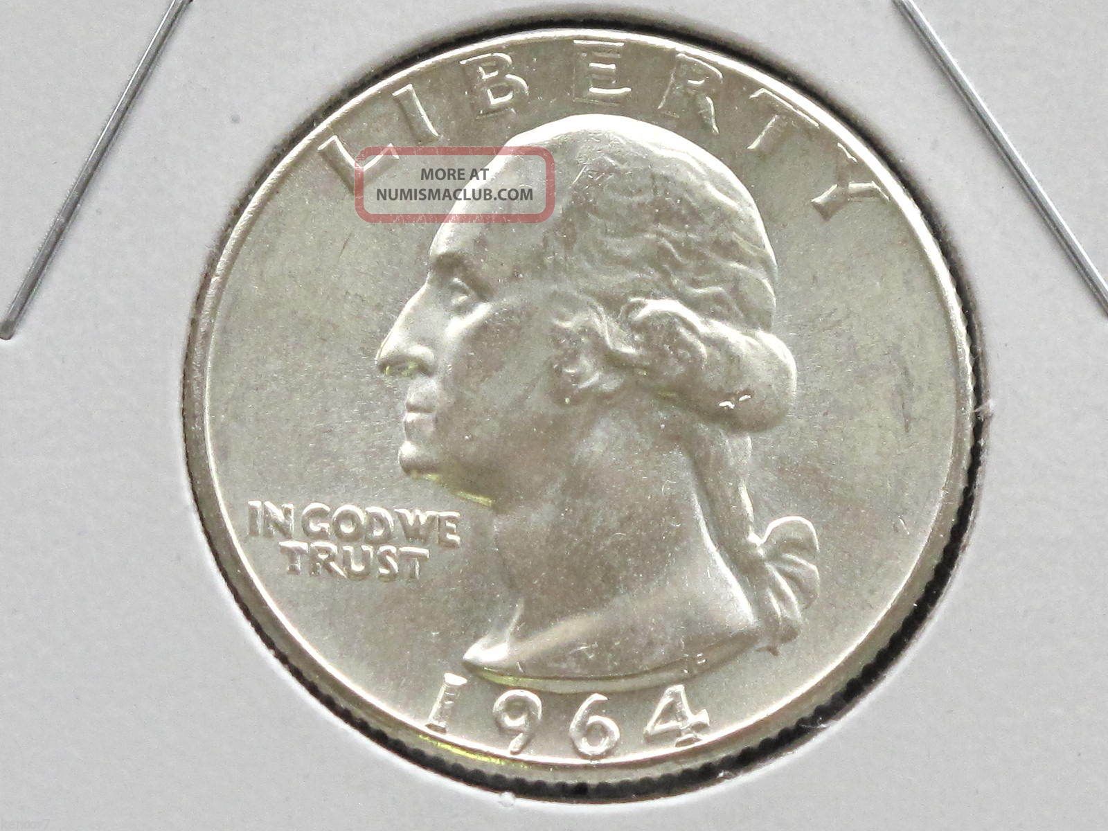 1964 P Washington Quarter 90 Silver Brilliant Uncirculated U. S