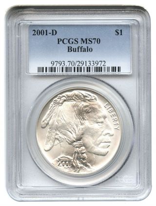 2001 - D Buffalo $1 Pcgs Ms70 Modern Commemorative Silver Dollar photo
