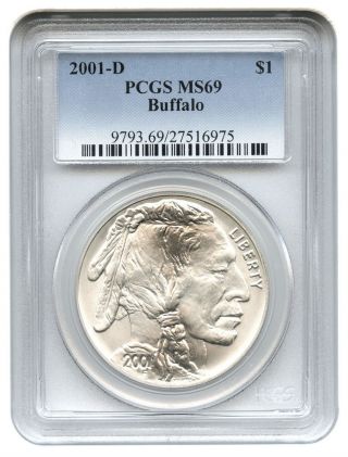 2001 - D Buffalo $1 Pcgs Ms69 Modern Commemorative Silver Dollar photo
