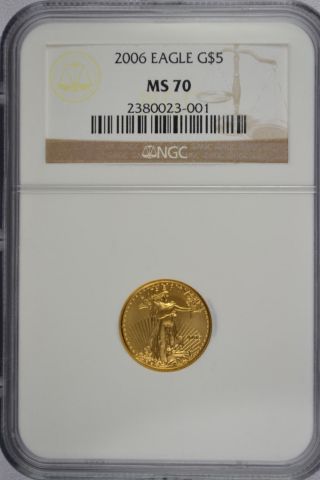 2006 Gold Eagle $5 1/10 Ounce Ngc Ms70 photo