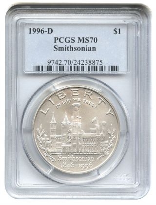 1996 - D Smithsonian $1 Pcgs Ms70 Modern Commemorative Silver Dollar photo