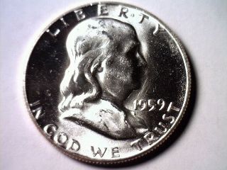 1959 Franklin Half Dollar Gem Uncirculated Gem Unc.  Coin Bobs Coin photo