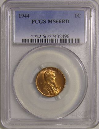 1944 P Lincoln Wheat,  Pcgs Ms 66 Red,  Ah 059 photo