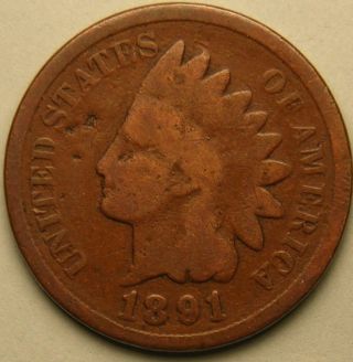 1891 Indian Head Cent,  Ae 16 photo