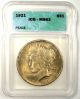 1921 Peace Silver Dollar - Icg Ms63 - Key Coin Dollars photo 1
