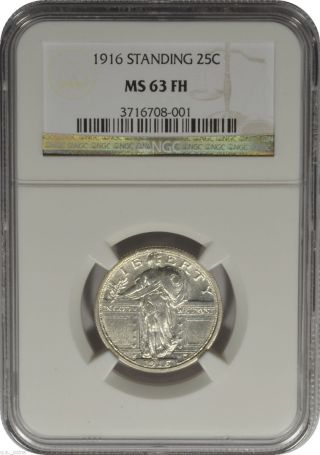 1916 25c Standing Liberty Quarter Ngc Ms63fh Wow Key Date Rare Lustrous photo