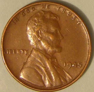 1945 P Lincoln Wheat Penny,  (retained Cud),  Error Coin,  Aj 579 photo