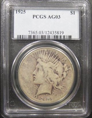 1925 Peace Certified Lowball Pcgs Ag03 photo