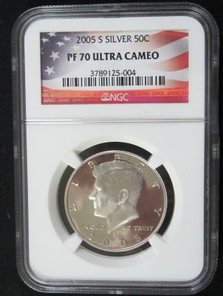 2005 S Silver Proof Kennedy Half Dollar - Ngc Pf 70 Ultra Cameo (004) photo
