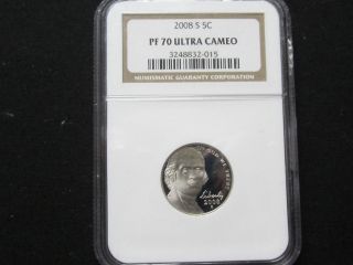 2008 S Proof Jefferson Nickel - Ngc Pf 70 Ultra Cameo (015) photo