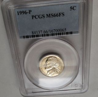 1996 - D Jefferson Nickel (holder Says P) Pcgs Ms - 66 - Fs photo