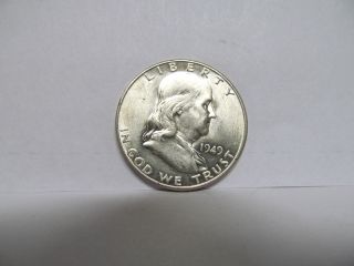 1949 S Silver Franklin Half Dollar Coin Bu Haf photo