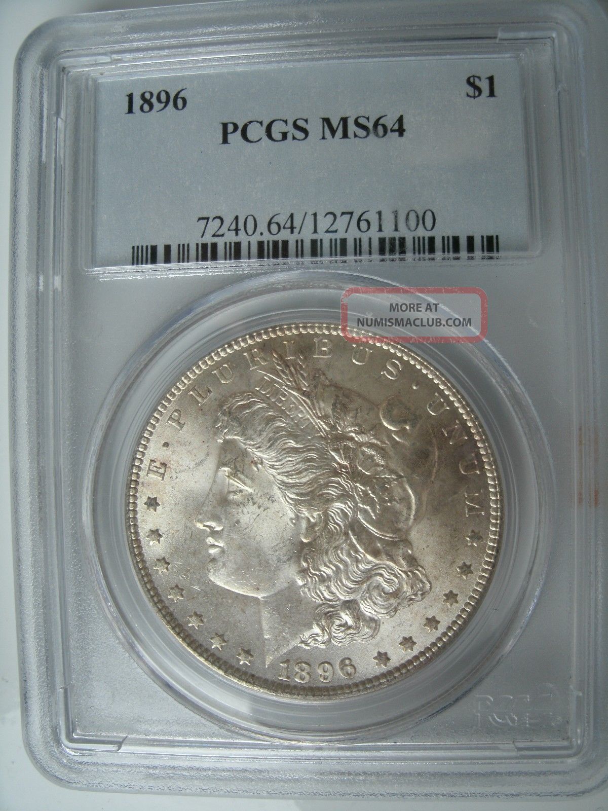 1896 Morgan Silver Dollar - Pcgs Ms 64 - Coin
