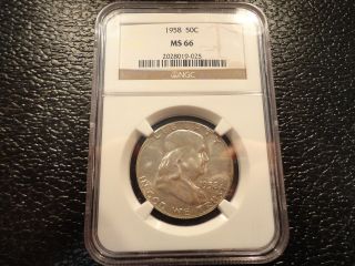 1958 Franklin Silver Half Dollar Ngc Ms 66 - Very Collectible - Affordable - Offers photo