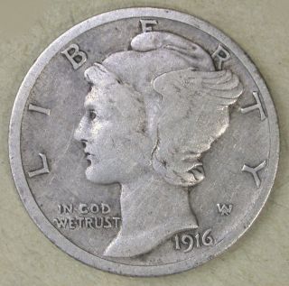 1916 - S United States Silver Mercury Dime photo