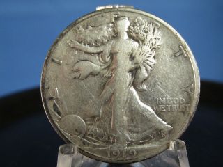 1919 - S Walking Liberty Half Dollar - Very Fine Key Date - Attractive Scarce Coin photo