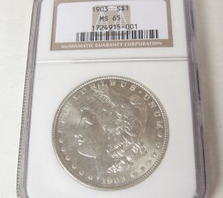 1903 P Morgan Silver Dollar Ms 65 Ngc Unc Philadelphia Usa Brown Label Coin photo
