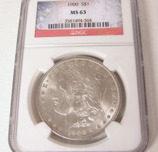 1900 P Morgan Silver Dollar Ms 63 Ngc Unc Philadelphia Usa Red Label Coin photo